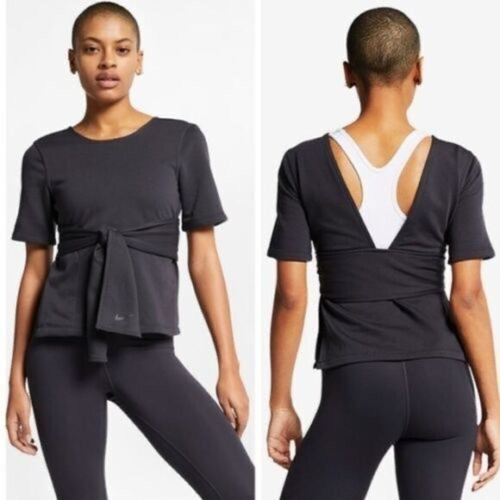 Nike Yoga Wrap Short Sleeve Black Size Large